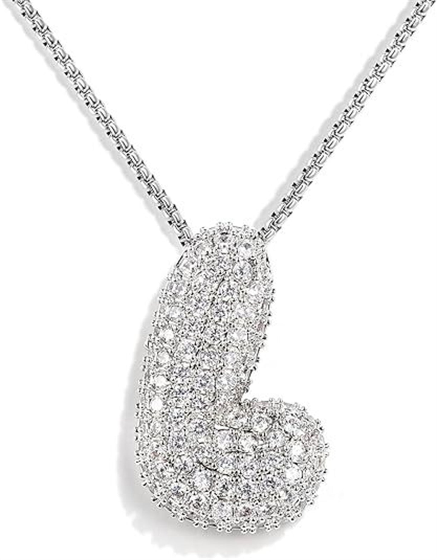 Custom Initial Necklace | Sparkle Alphabet Pendant Brass Zircon Balloon English Letter Necklace