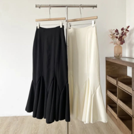Black High Waist Slimming Fishtail Skirt For Women's