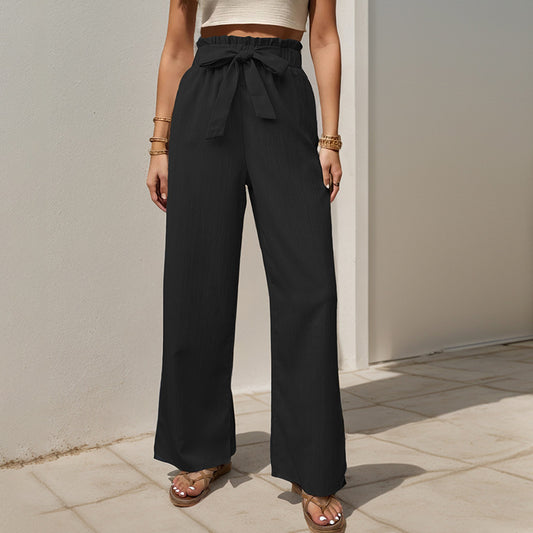 Comfortable New Tied Lotus Leaf Elastic Trousers For Women's
