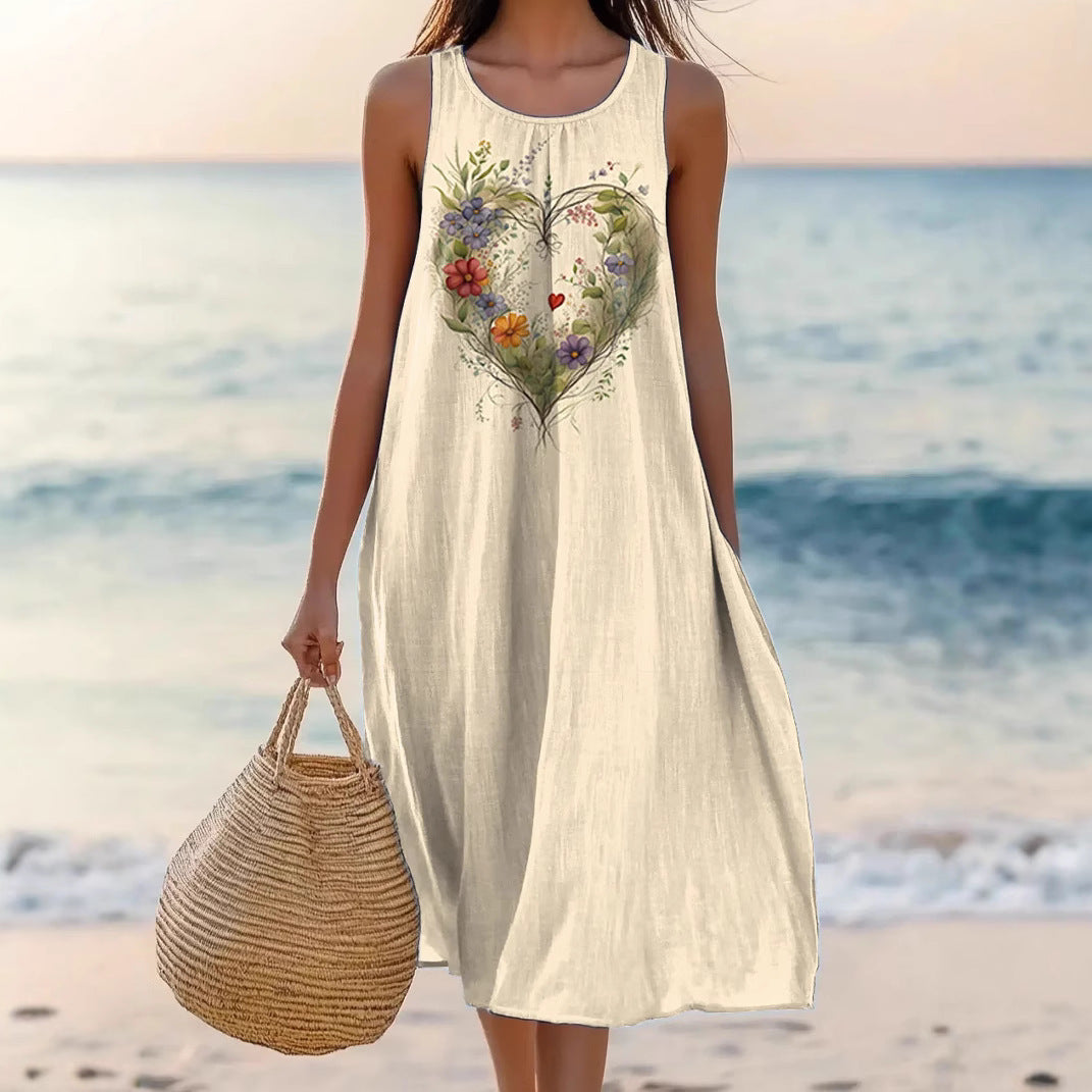 Polyester Short-sleeve One-piece Dress For Women