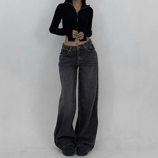 American Wide Leg Super Long Mop Jeans